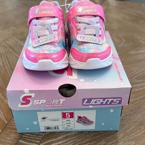 Skechers Baby Style Clara Pink and Blue Light-Up Sneakers